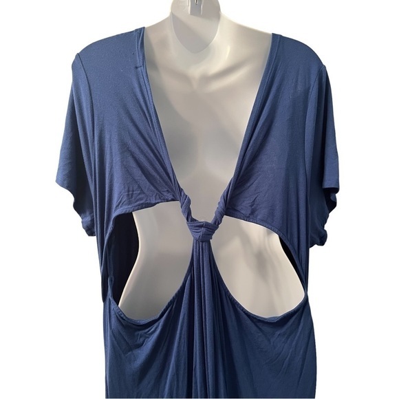 ELOQUII Cobalt Blue Stretchy Twist Knot Open Back Maxi Dress - Picture 5 of 6